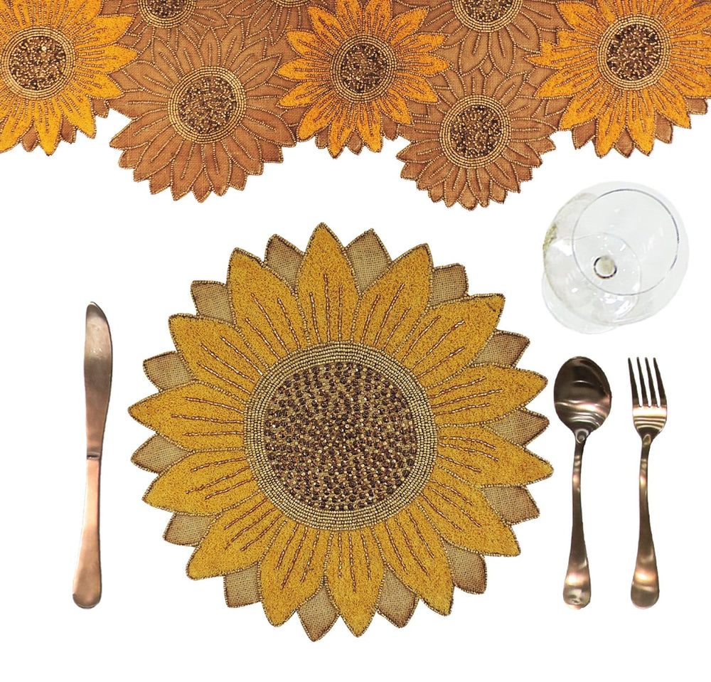 'MiraSol' Place Setting for 4 - Placemats, Chargers , Table Runner - trunkin.in
