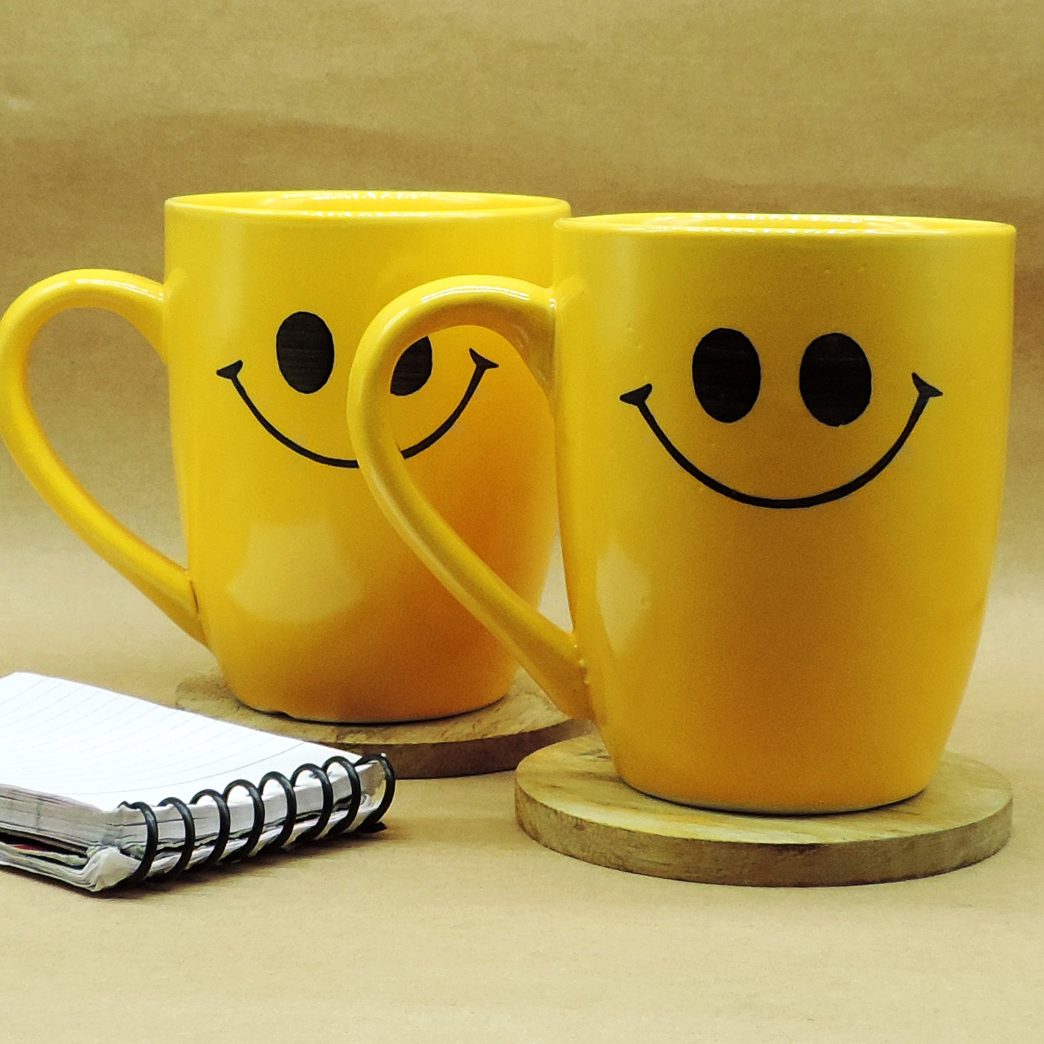 Dinnerware Collection Yellow Smile Mugs Set of 2 - 13x9x11 cm