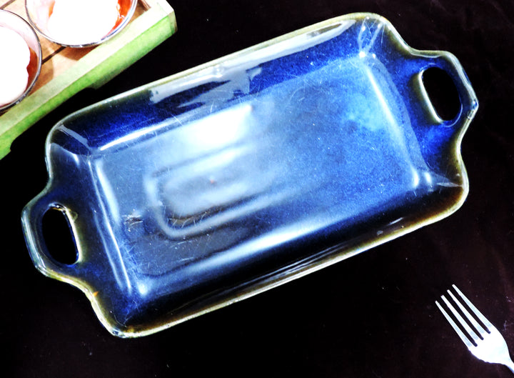 Navy Blue Rectangle Ceramic  Platters - 35*19 CM