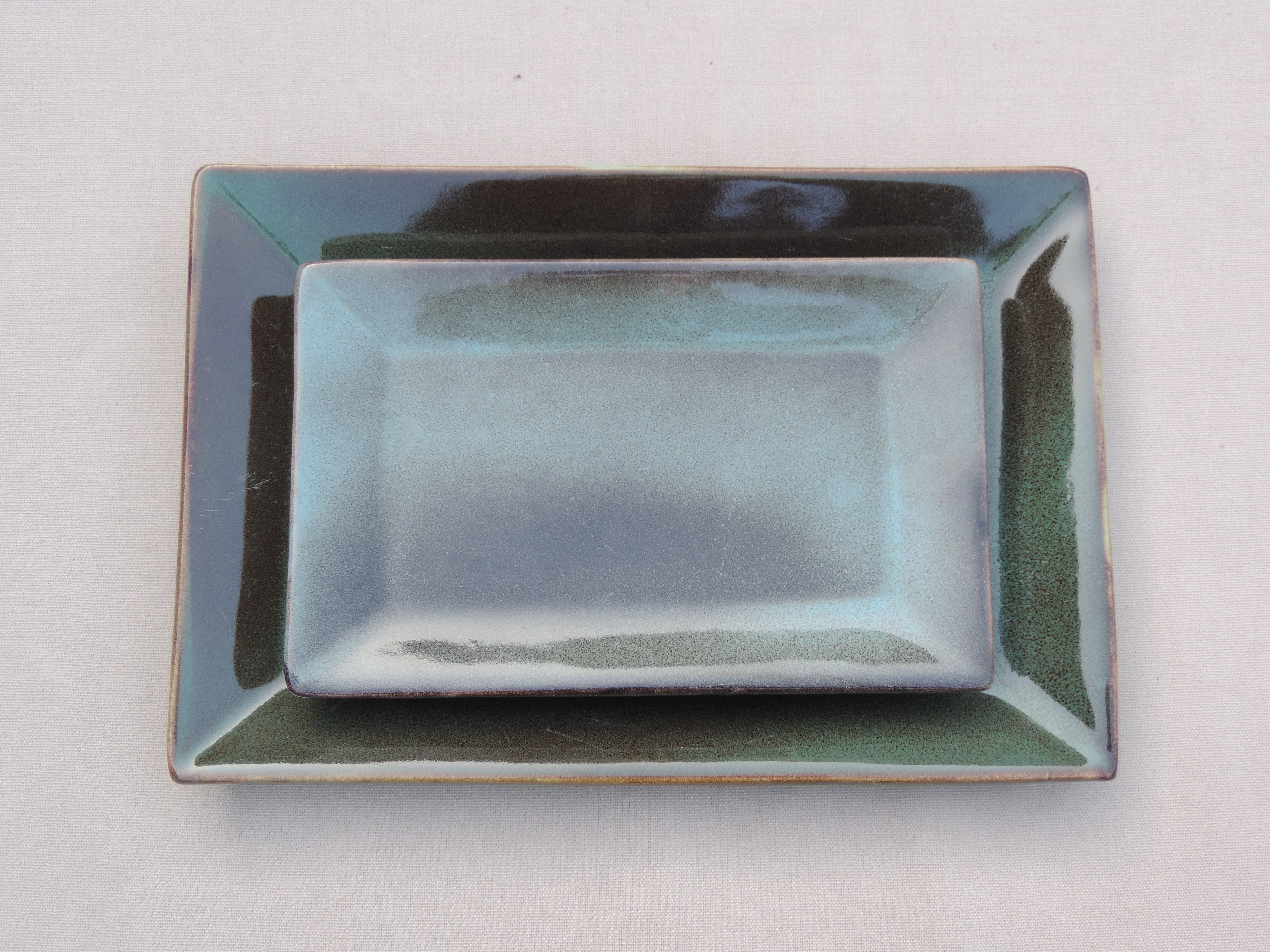 Reef Collection Platters Set of 2 - Juniper Green- Ceramic - 9"*5.5", 8"*5"