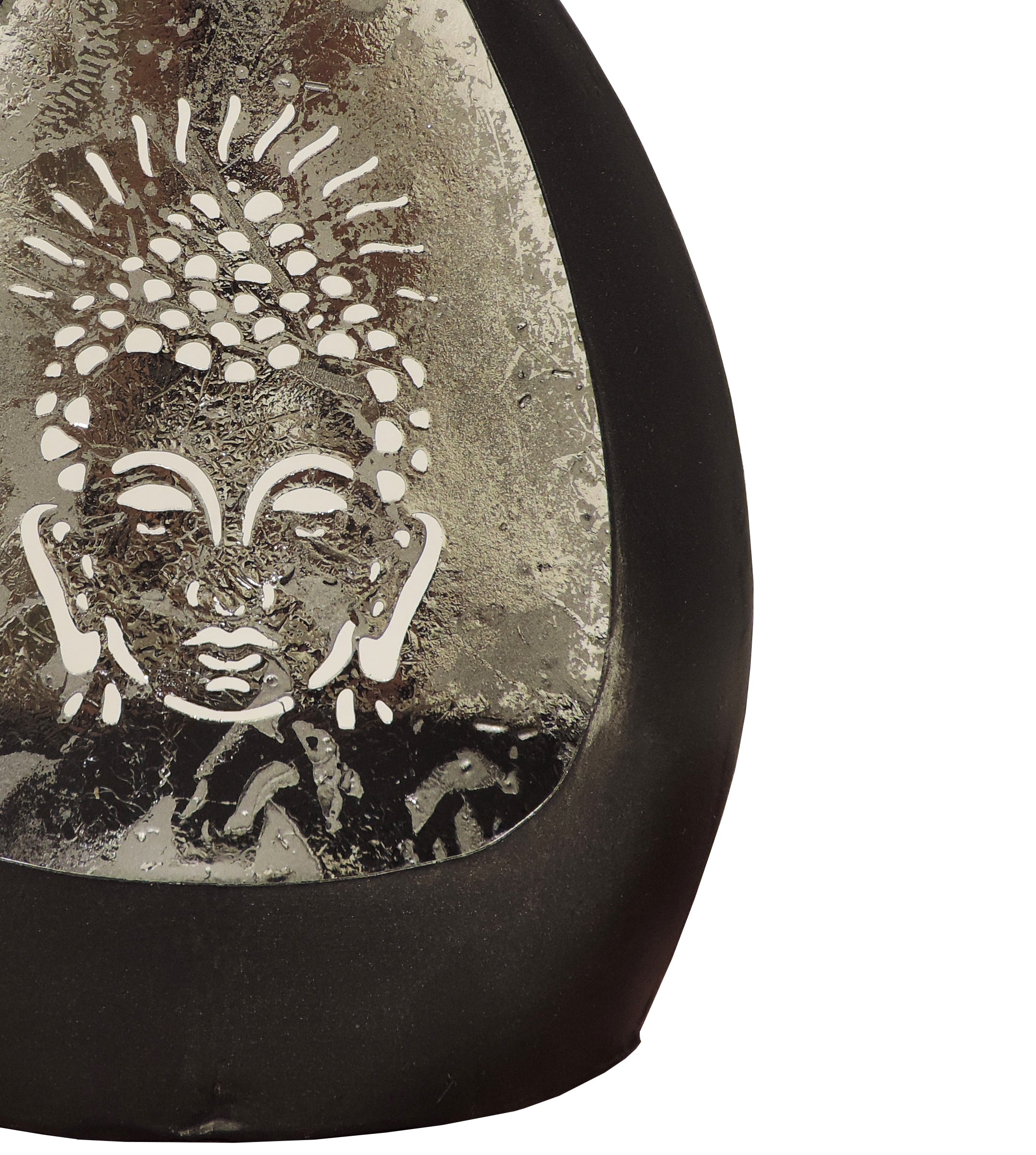 Chiragh Collection - Buddha Set of 2 Votives with tea light - Black & Silver