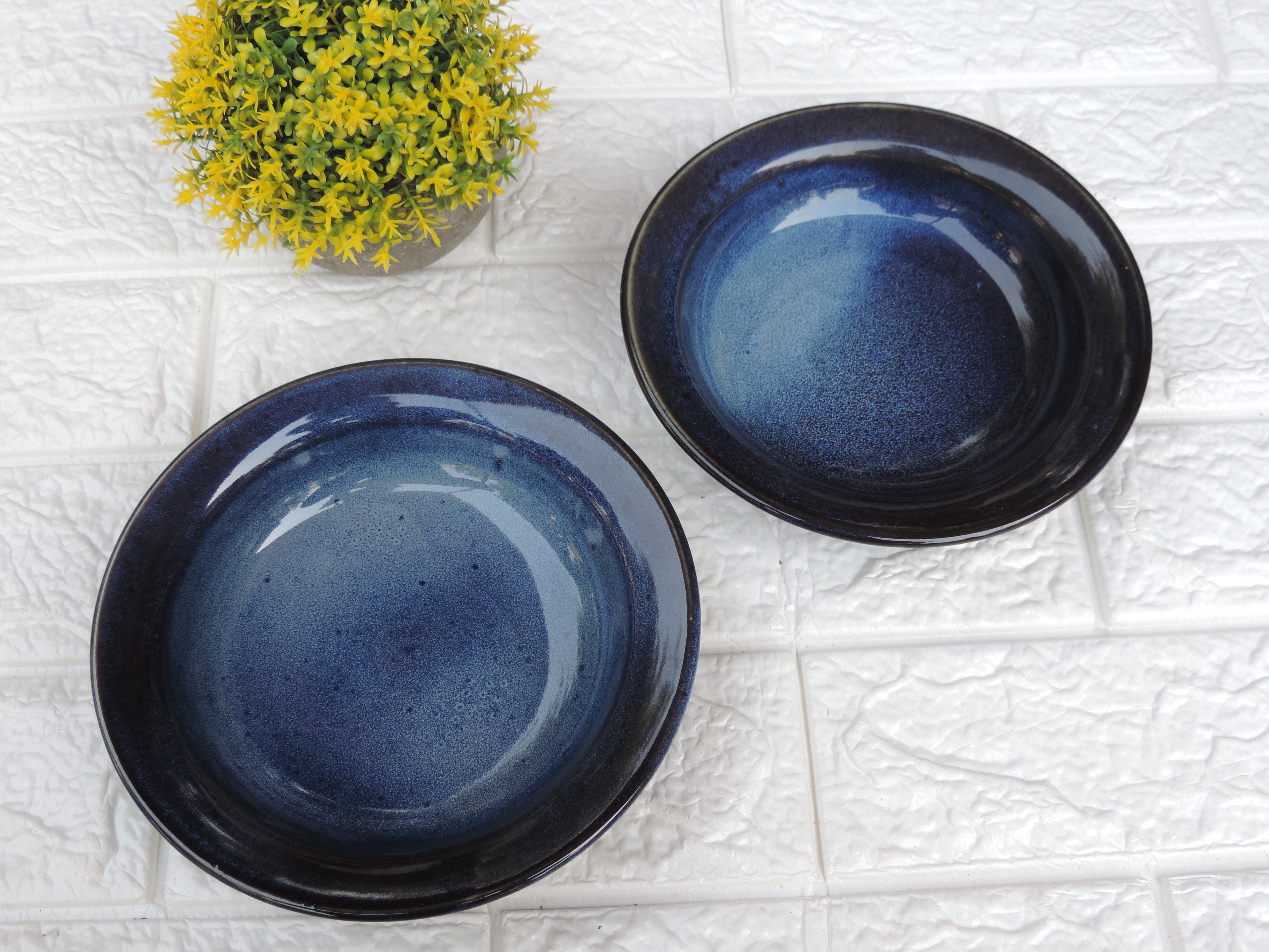 Dinnerware Collection Blue Snack Plate Set of 2 - 17.5 CM Round