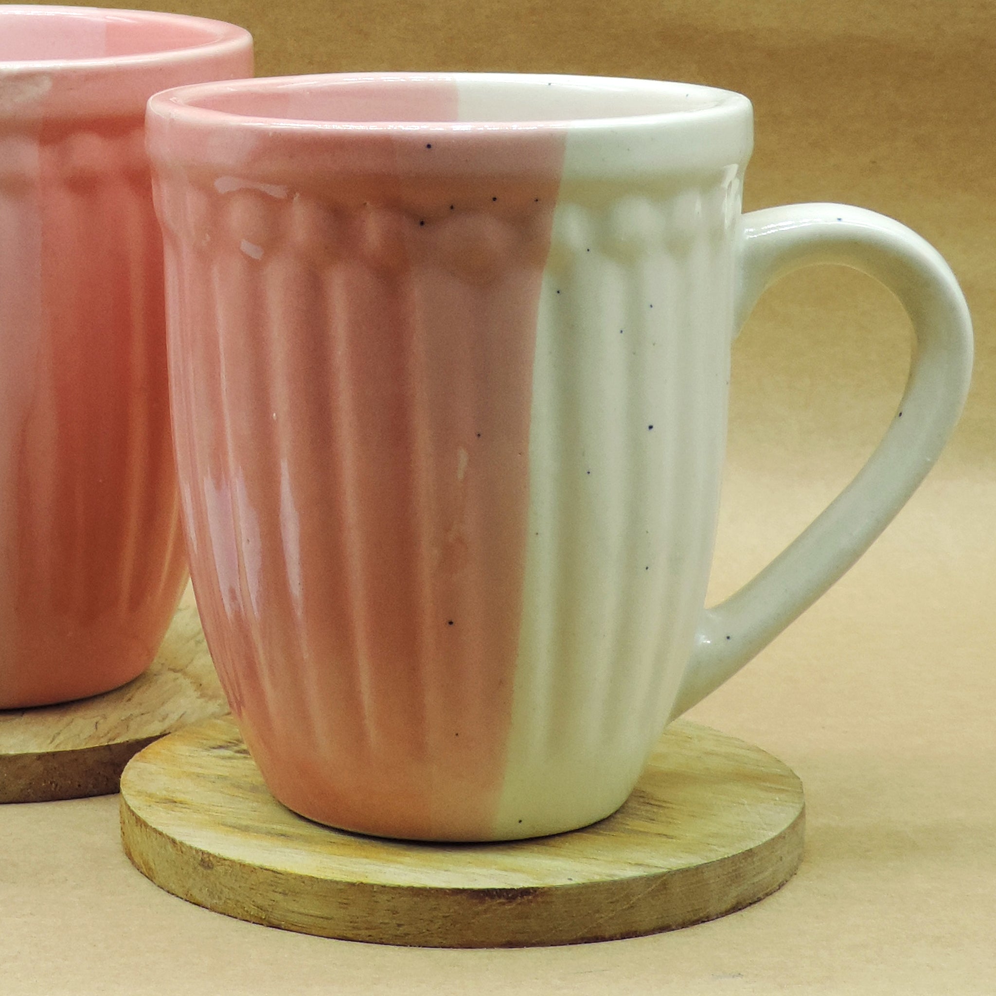 Dinnerware Collection Pink & Cream Mugs Set of 2 - 11x6x10 cm