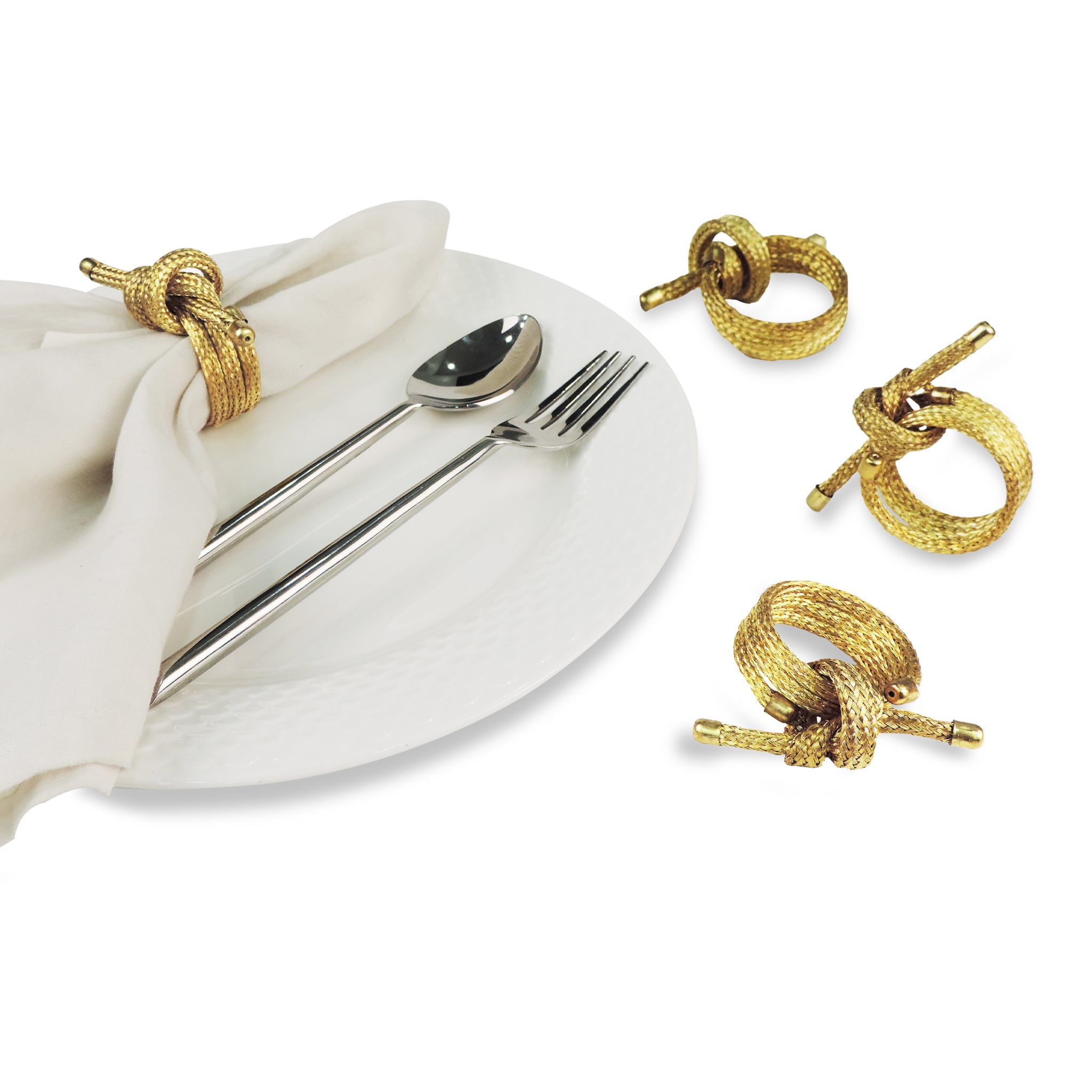 The 'Aueate' Place Setting for 4 - Placemats, Chargers, Napkin Rings & Table Runner
