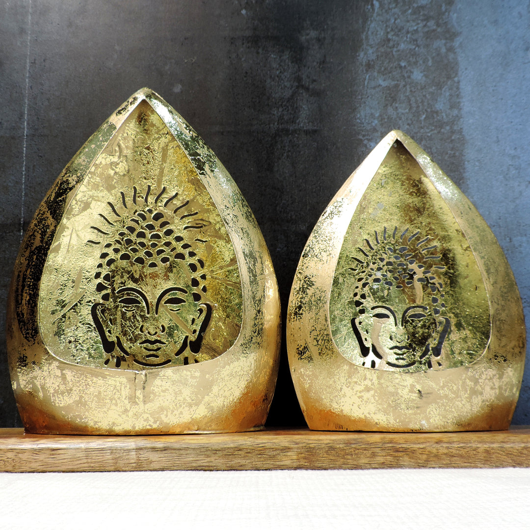 Chiragh Collection - Buddha Set of 2 Votives with tea light -  Gold