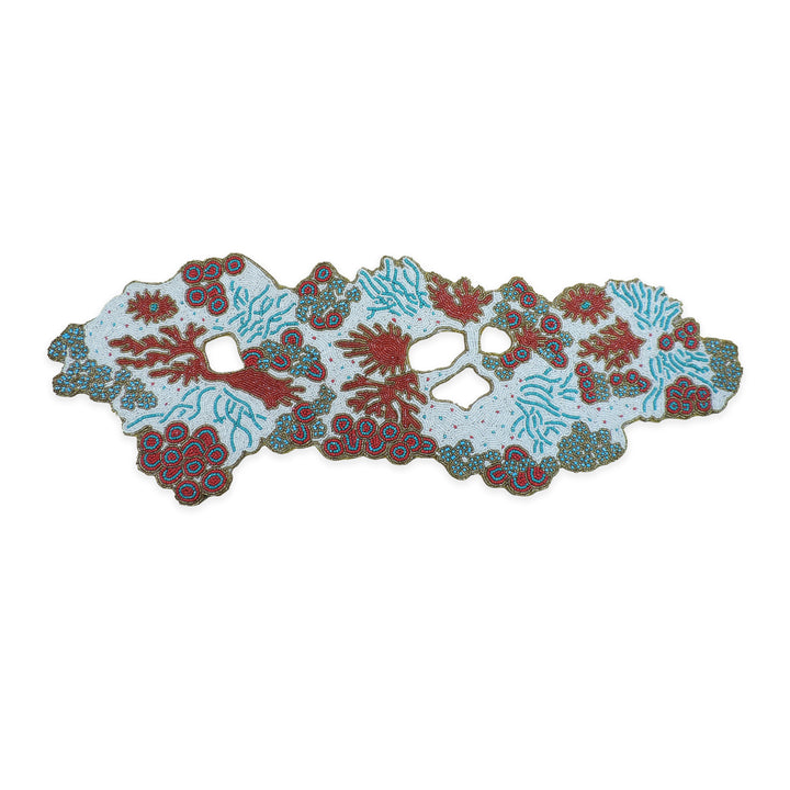 White , Red & Blue  Embroidered Table Runner - 91*33 cm