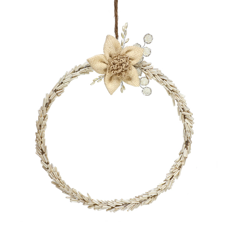 Inner-Circle Beaded Wreath Hangings / Cream / 4" & 8" / Set of 2 - trunkin.in