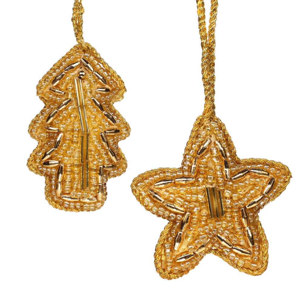 Star and Tree Hangings / Gold / 2" / Set of 3 - trunkin.in