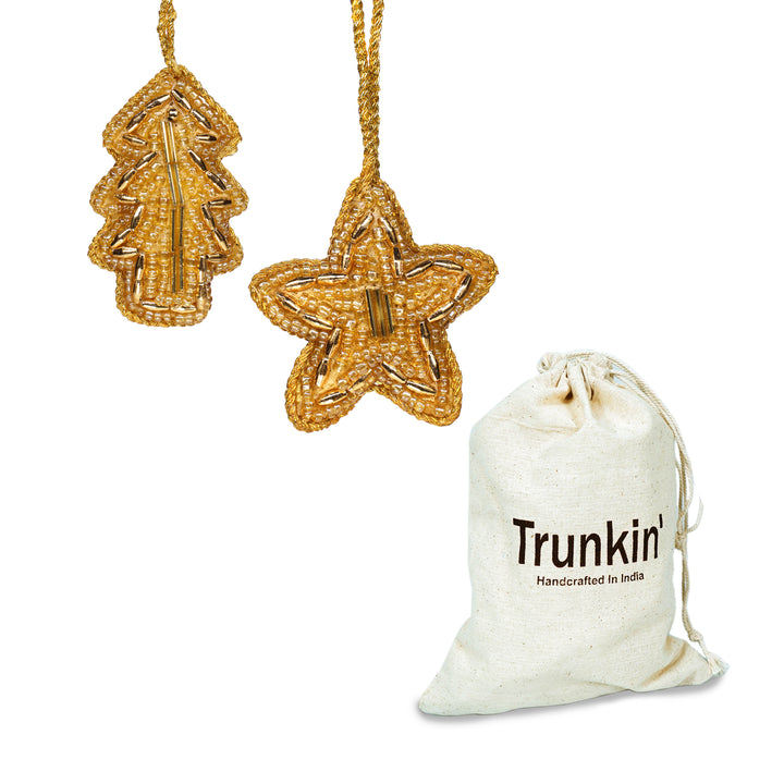 Star and Tree Hangings / Gold / 2" / Set of 3 - trunkin.in