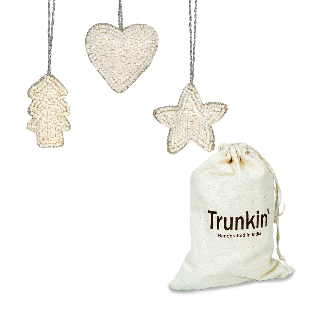 3 Wishes Embroidered Plush Hangings / White / 2" / Set of 3 - trunkin.in