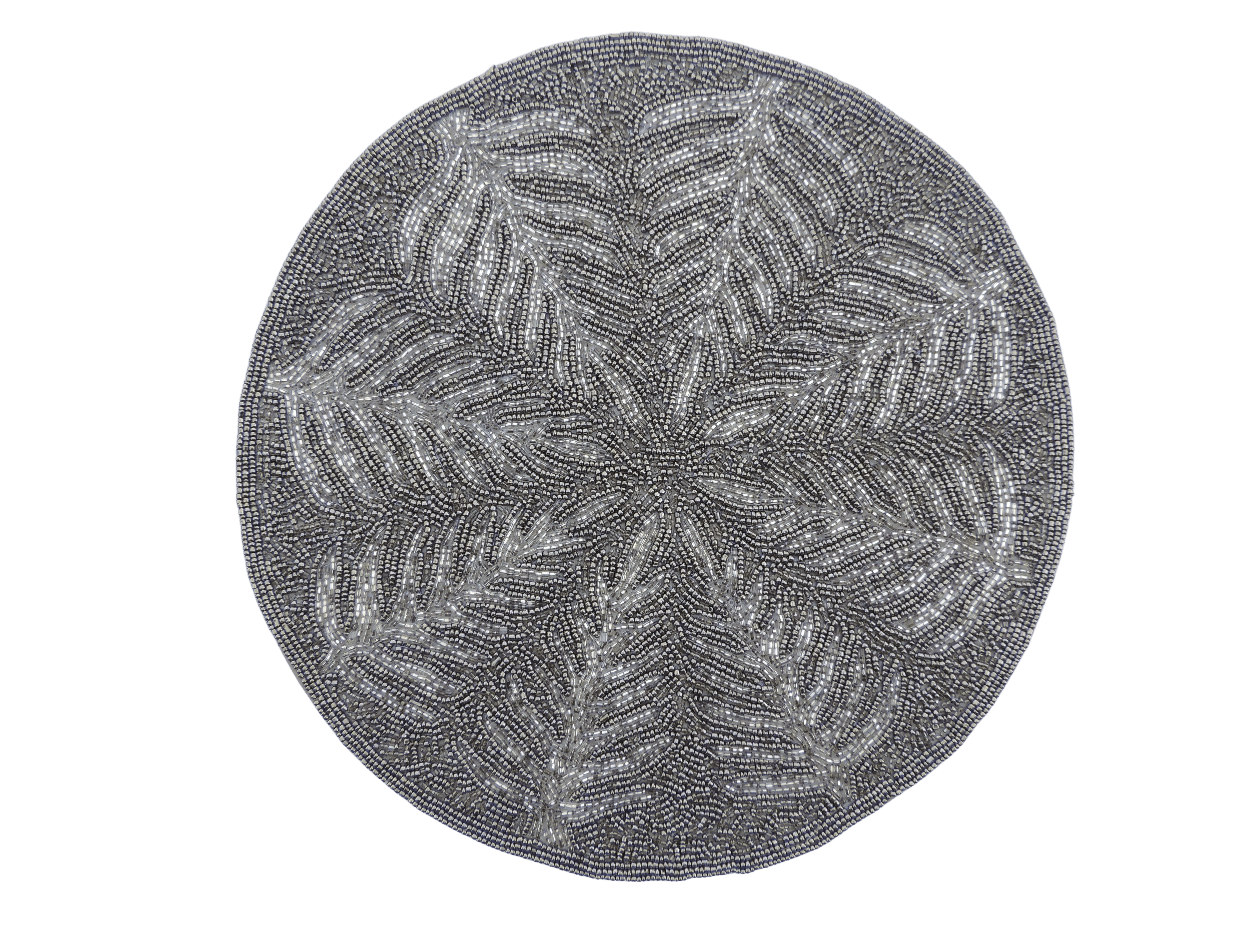 Smoke Silver Glass Bead Embroidered Tree of Life Placemats, Chargers / Set of 2 / 14in. Round - trunkin.in