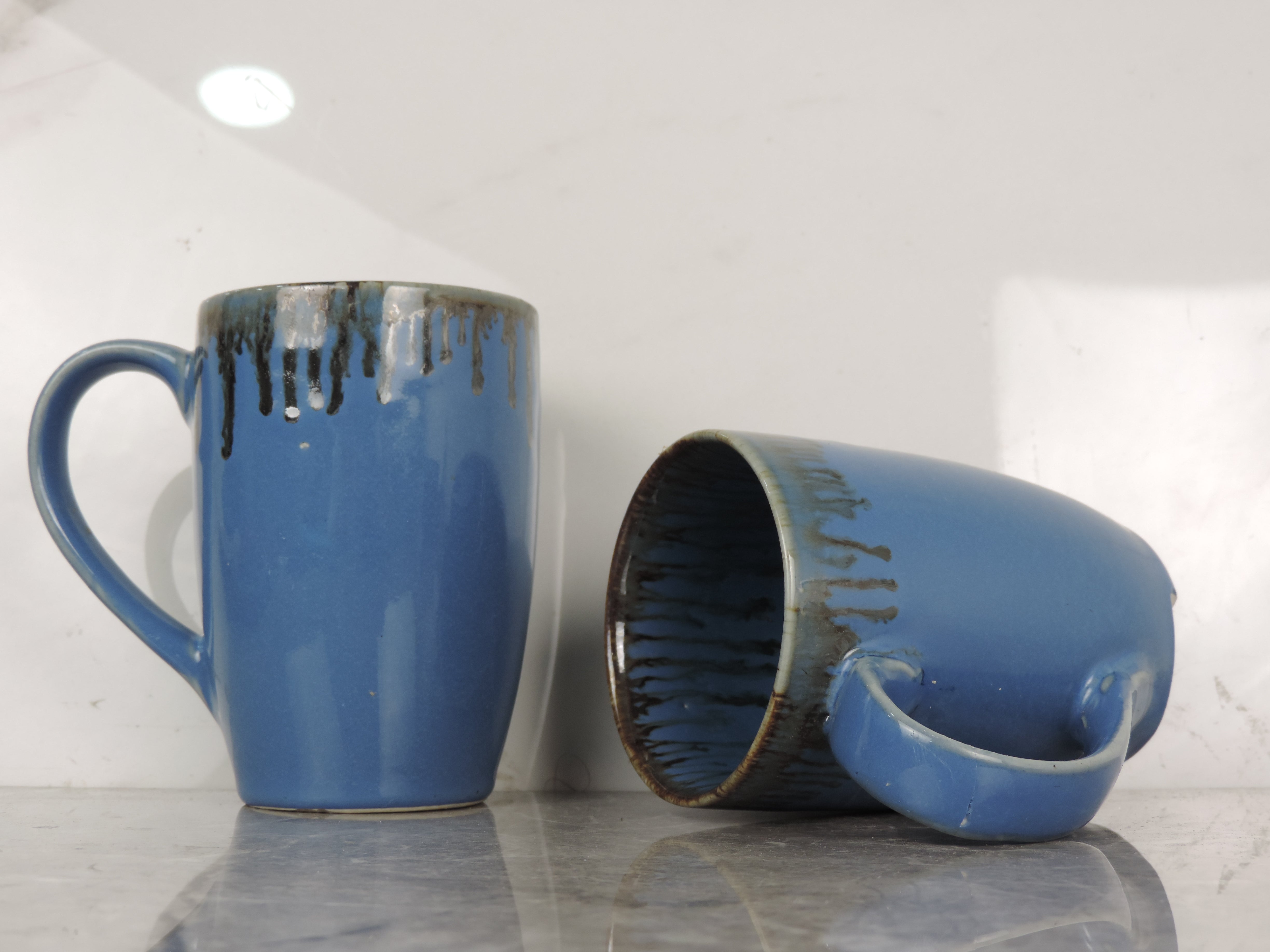 Dinnerware Collection Blue Mugs Set of 2 - 9x7x10 cm