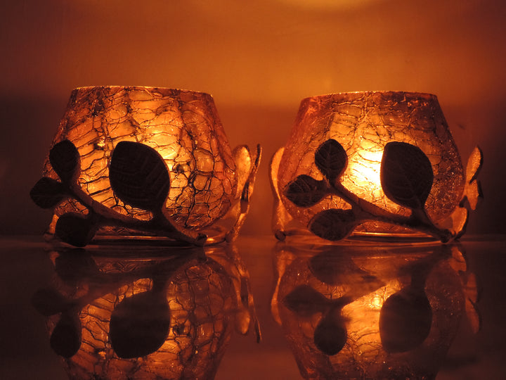 Ainaa Collection - Set of 2 Glass Votives - Amber
