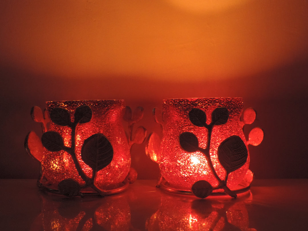 Ainaa Collection - Set of 2 Glass Votive -  Red
