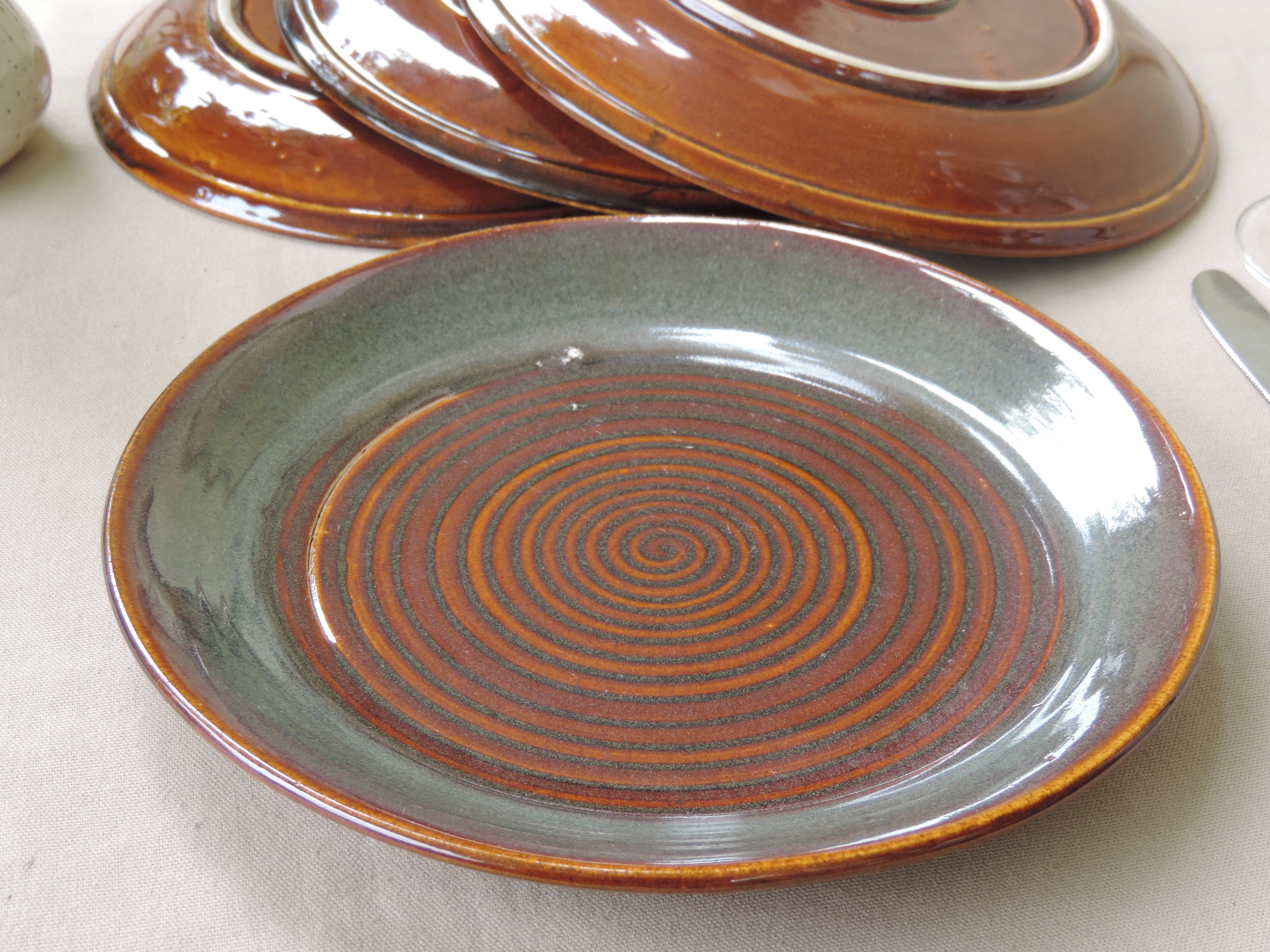 Dinnerware Collection Plates Brown Set of 4 - 10 Inches