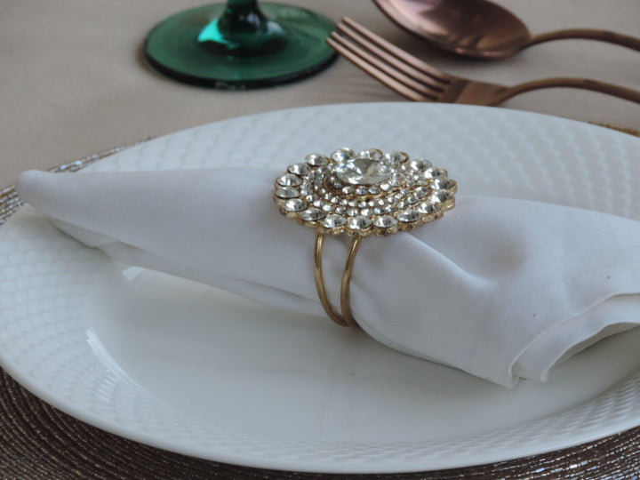 Jewelled Napkin Rings Set Of 4 - Gold - trunkin.in
