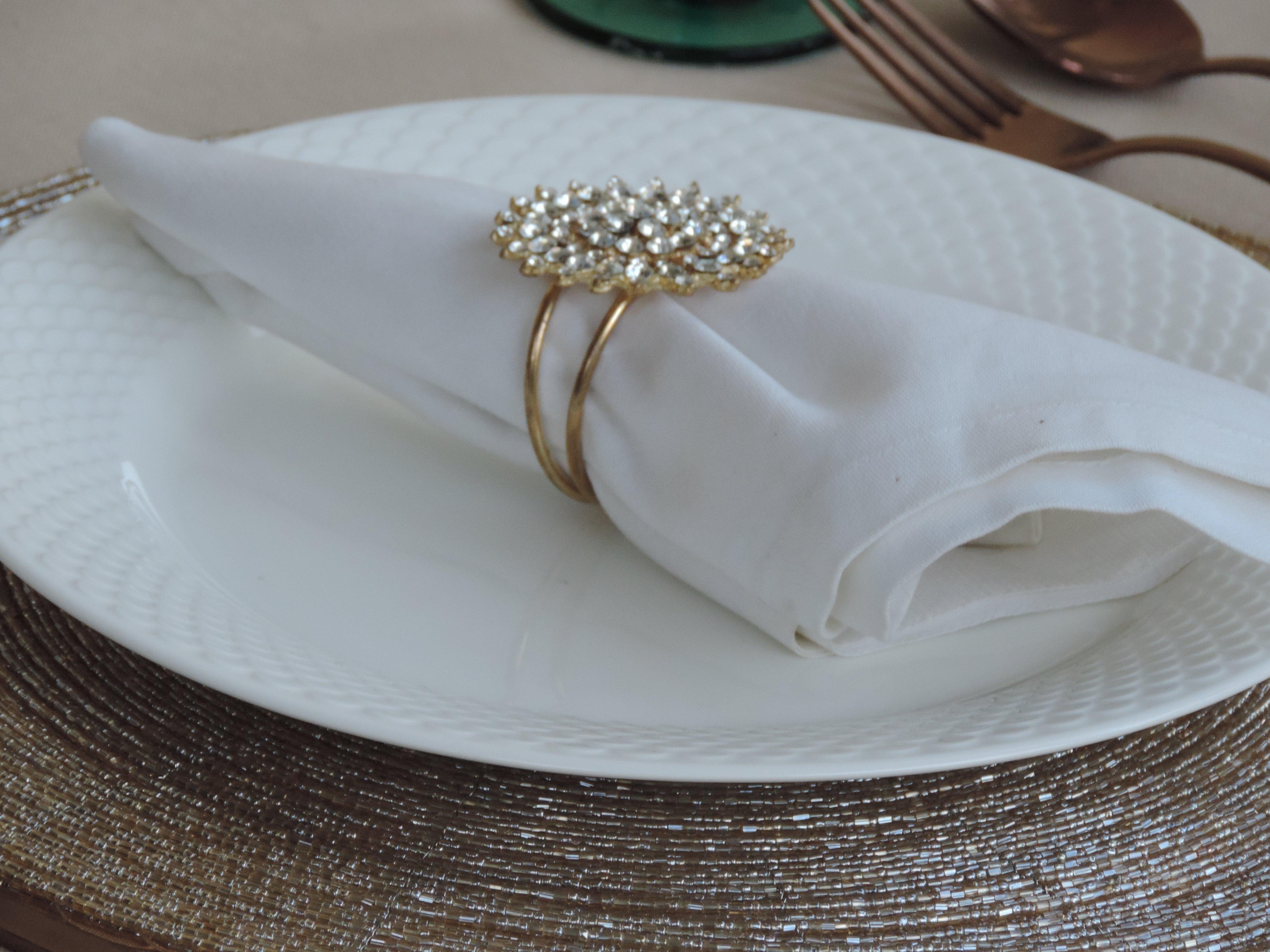 Jewelled Napkin Rings Set Of 4 - Gold - trunkin.in