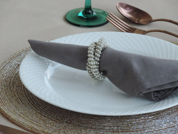 Roped Pearl Napkin Rings / Set of 4 - trunkin.in