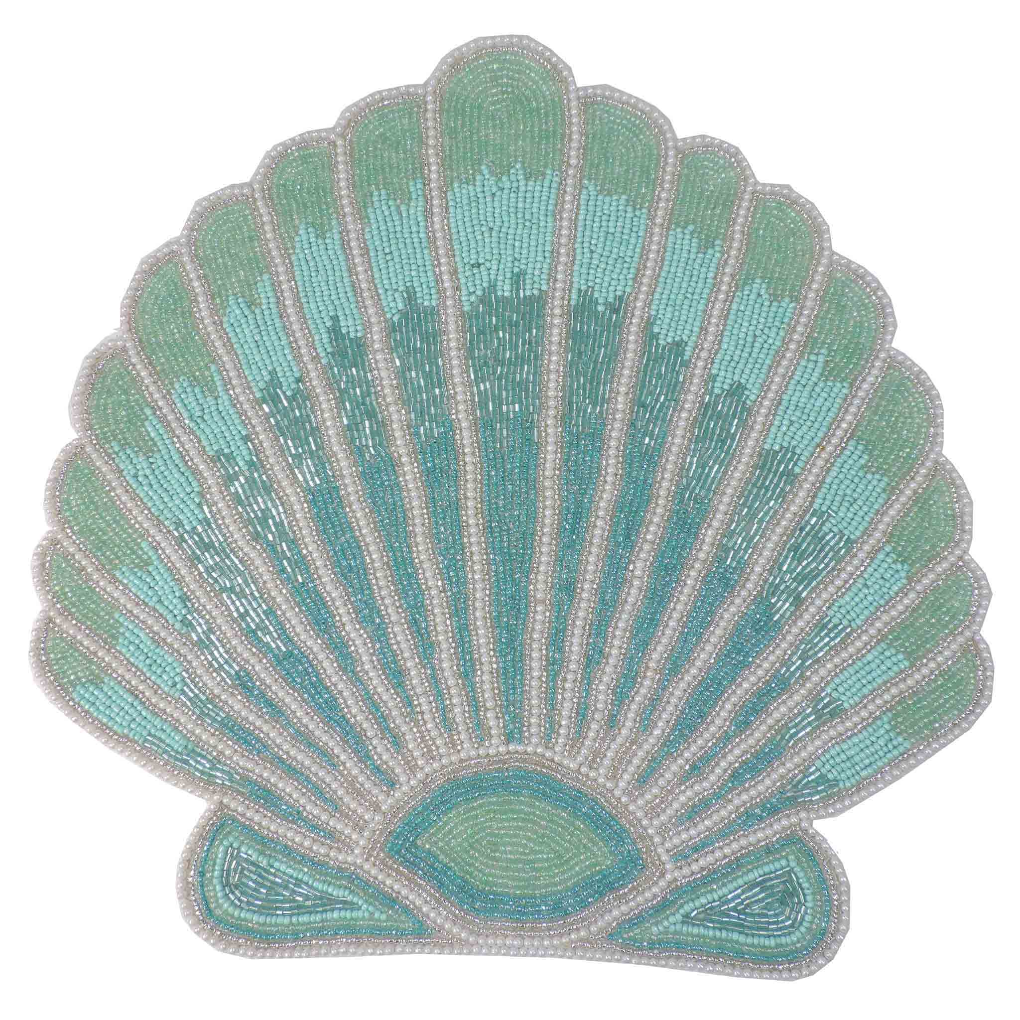 Clam-Up Embroidered Placemat / 15" / Set of 2 / Teal