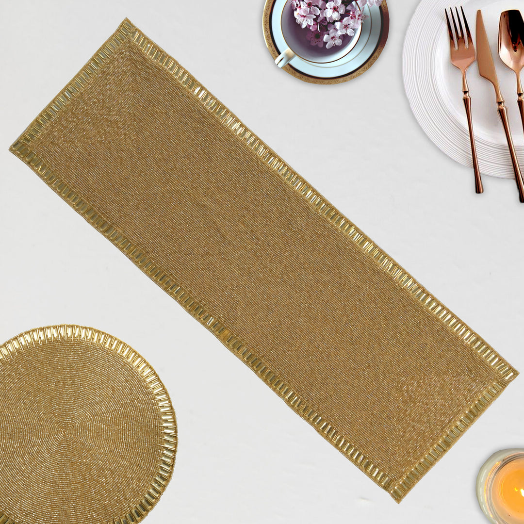 Embroidered Table Runner / 36"*12" / Gold