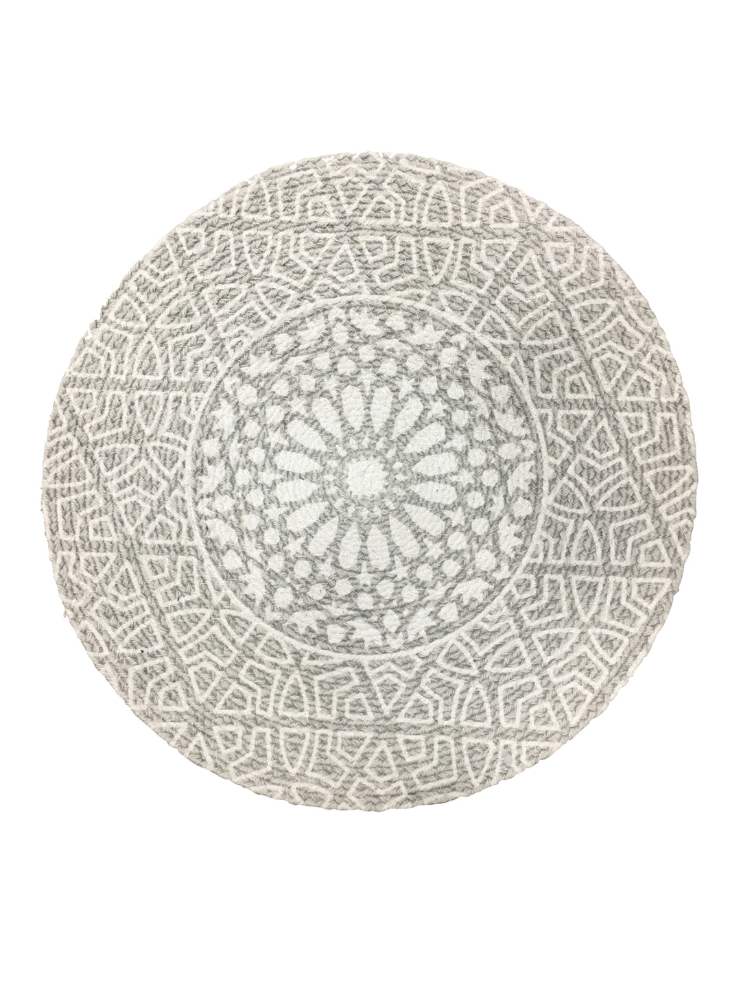 Jute Placemats, Chargers / Set of 2 / 15 in. Round/ Grey with White