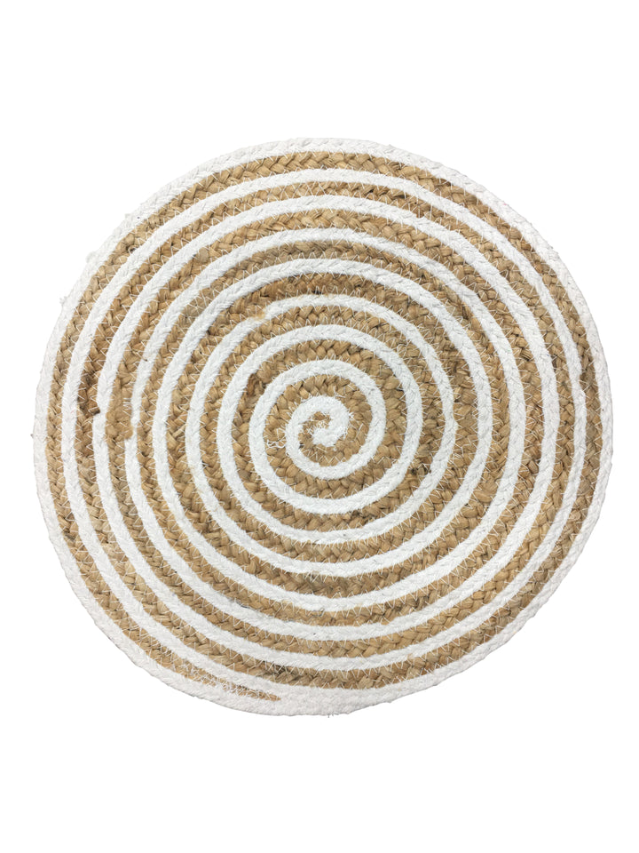 Jute Placemats, Chargers / Set of 2 / 15 in. Round/ Natural with White
