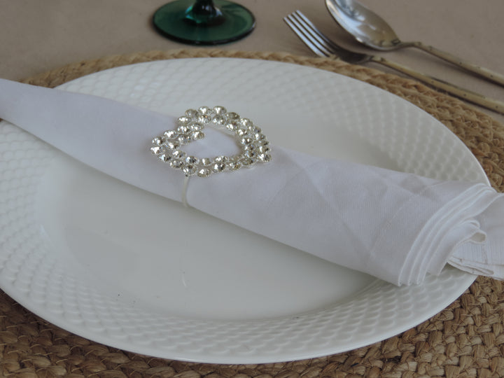 Heart Stone Cold Collection Napkin Rings / Set of 4/ White