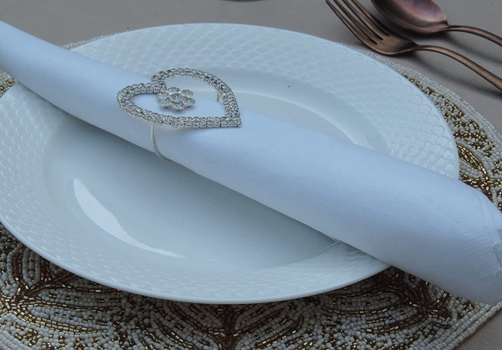 Heart Stone Cold Collection Napkin Rings / Set of 4/ White