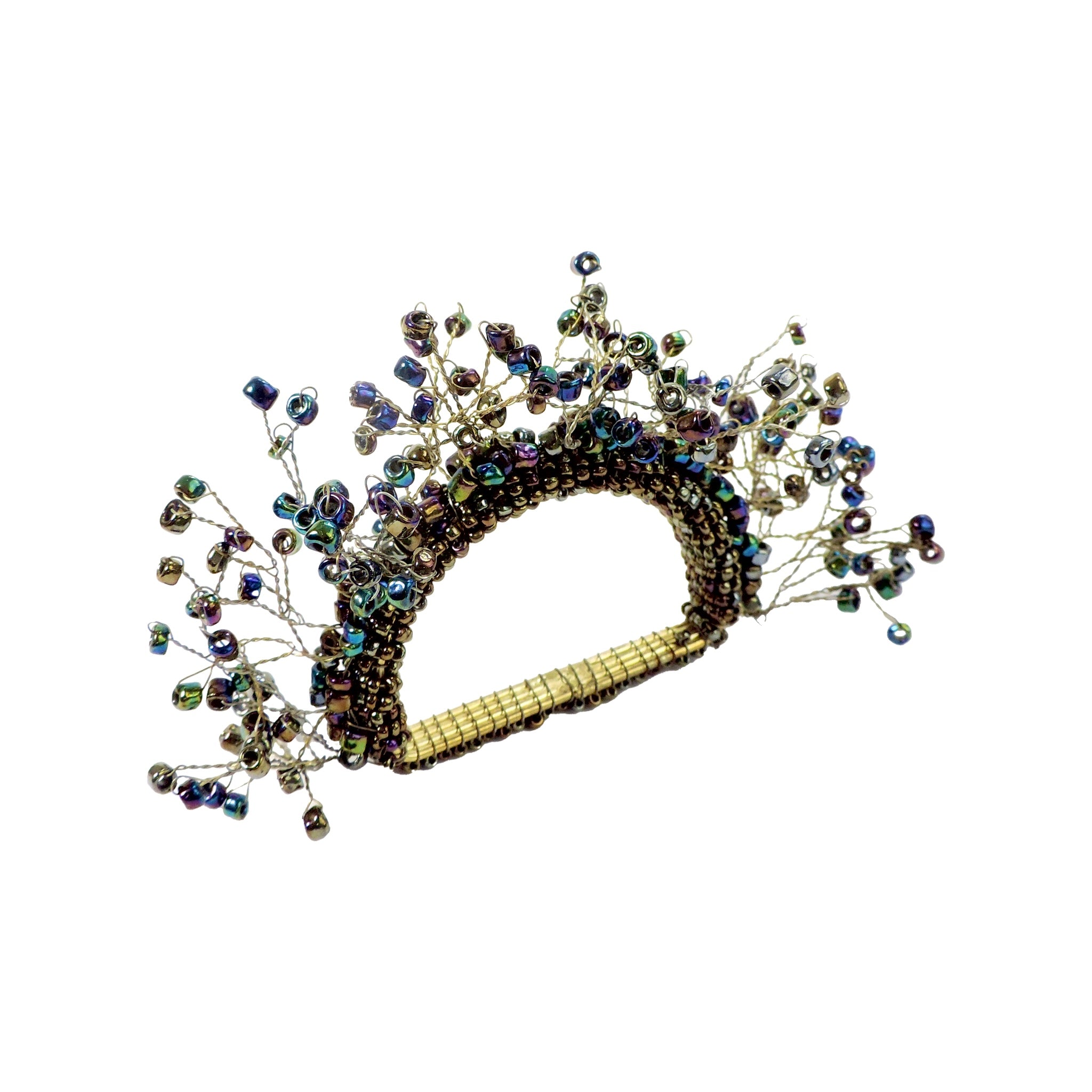 Beaded Shag Napkin Ring Set Of 4/ 4"X3" / Set of 4 / Peacock
