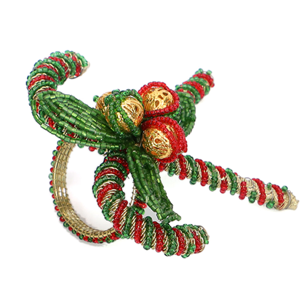 Yes We Cane Napkin Rings / Green, Red / 3.5"x4" / Set of 4 - trunkin.in