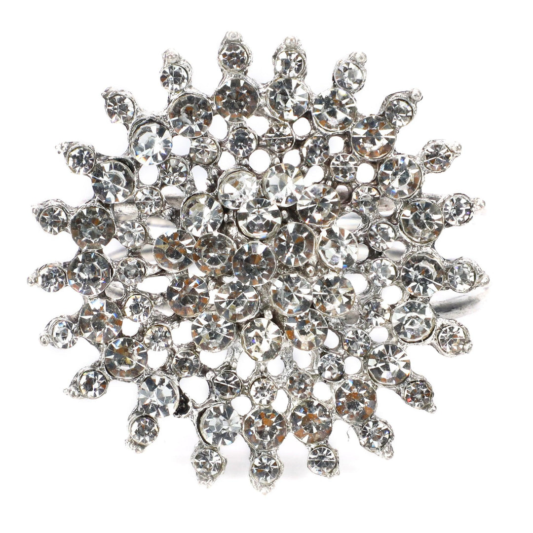 Bold & Beautiful Jeweled Napkin Rings / Silver / 2"x2" / Set of 4 - trunkin.in