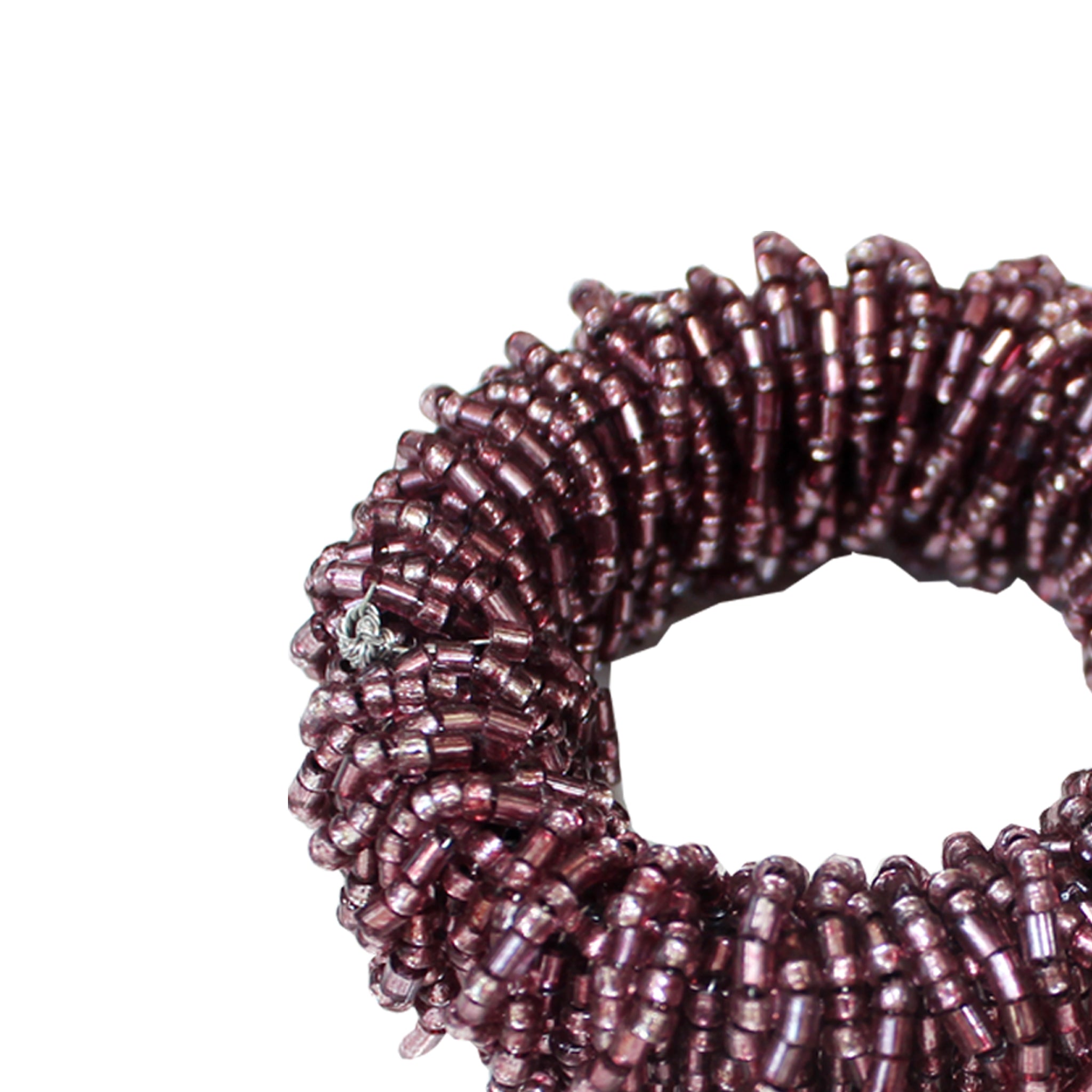 Linen by Trunkin'/ Beaded Napkin Ring Set of 4 / Purple/2" Dia