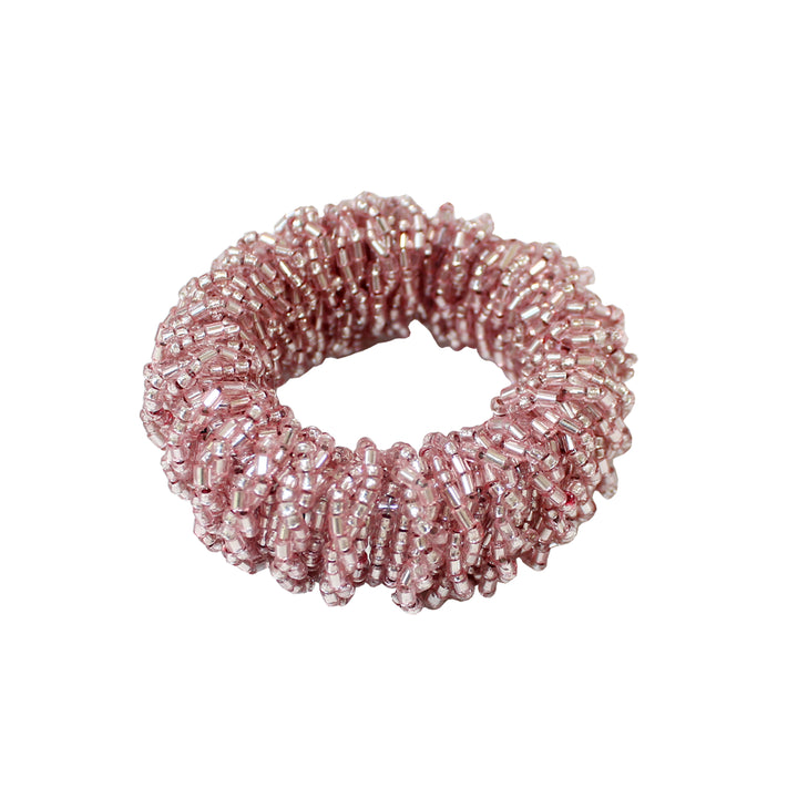Linen by Trunkin'/ Beaded Napkin Ring Set of 4 / Lt. Pink/2" Dia