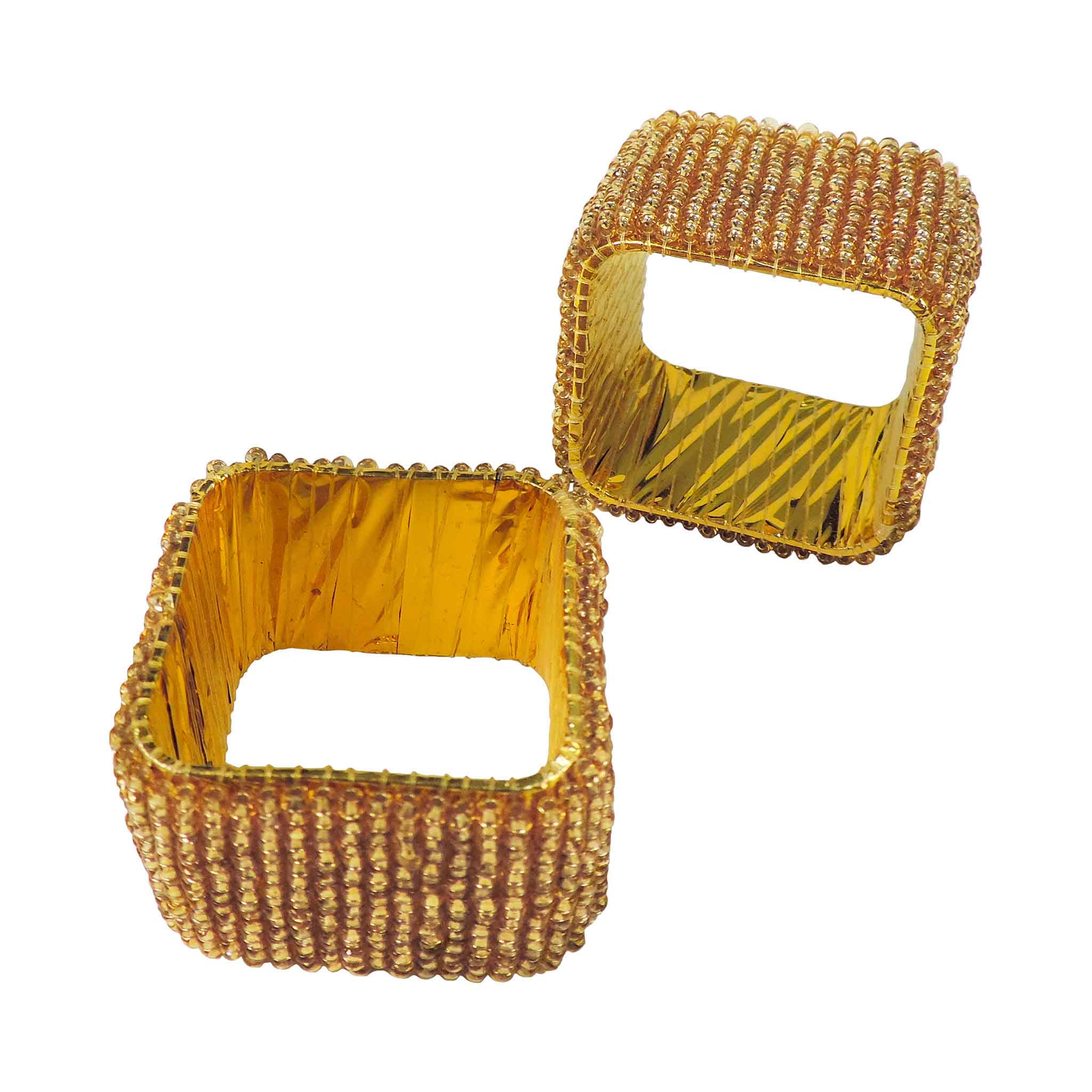 Classic Square Napkin Rings / Set of 4 / Gold