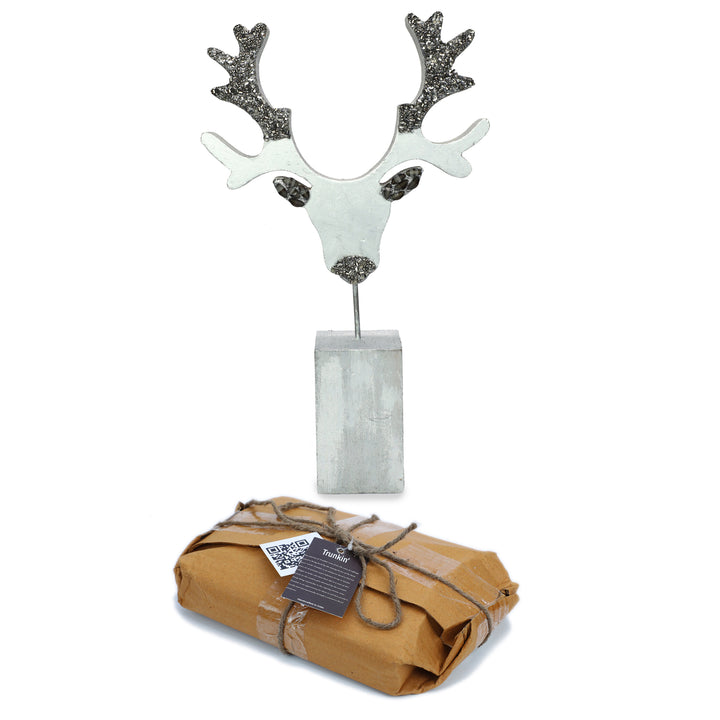 Oh Deer! Wood Sculpture # 2 / Silver / 8"x13" / Set of 1 - trunkin.in