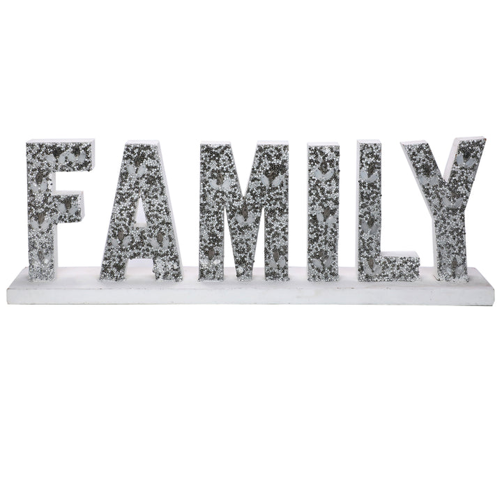 Sweet Talk Wood Sculpture FAMILY / White, Silver / 18.5"x6.2" / Set of 1 - trunkin.in