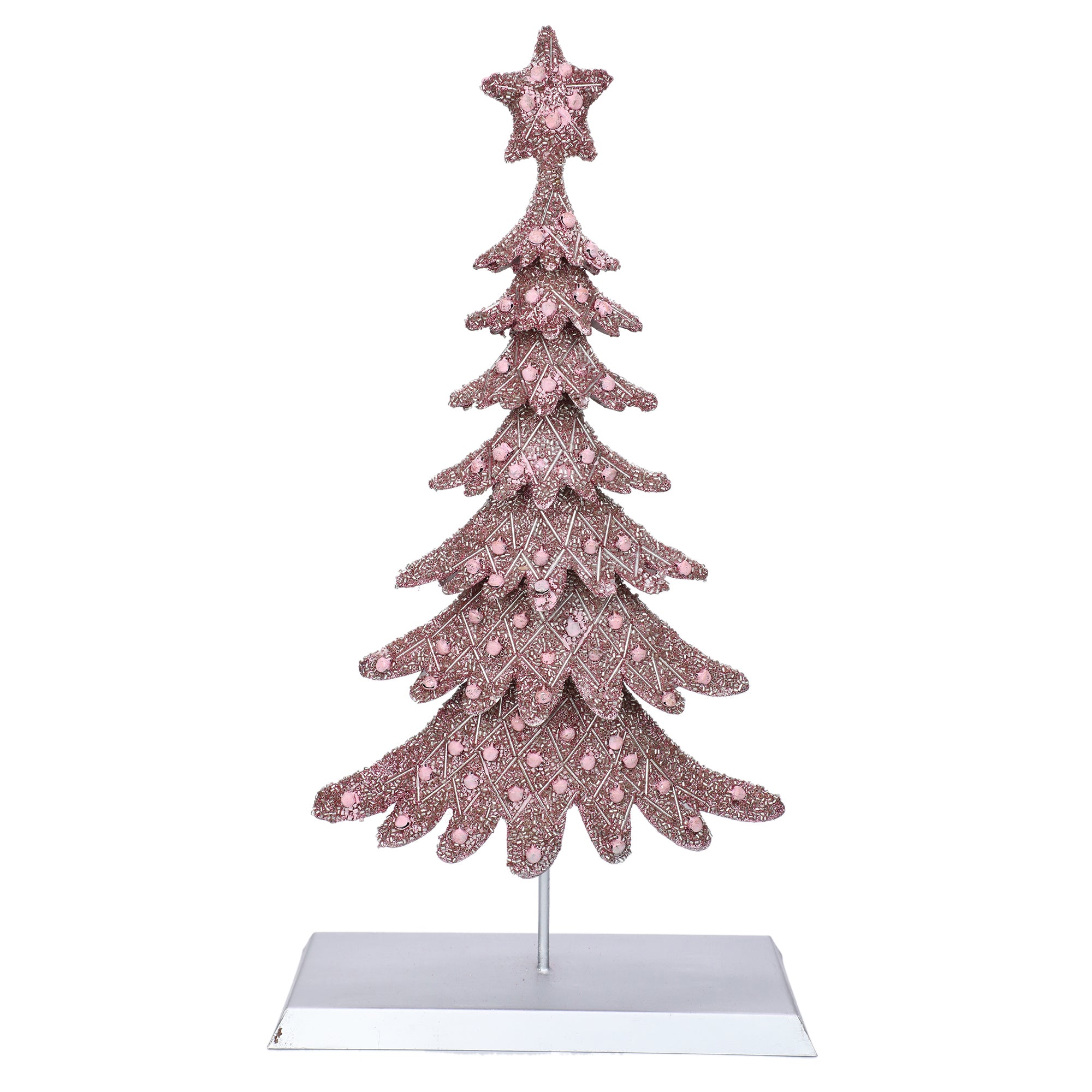 Dickens Beaded Christmas Tree / Pink / 10"x19.2" / Set of 1 - trunkin.in