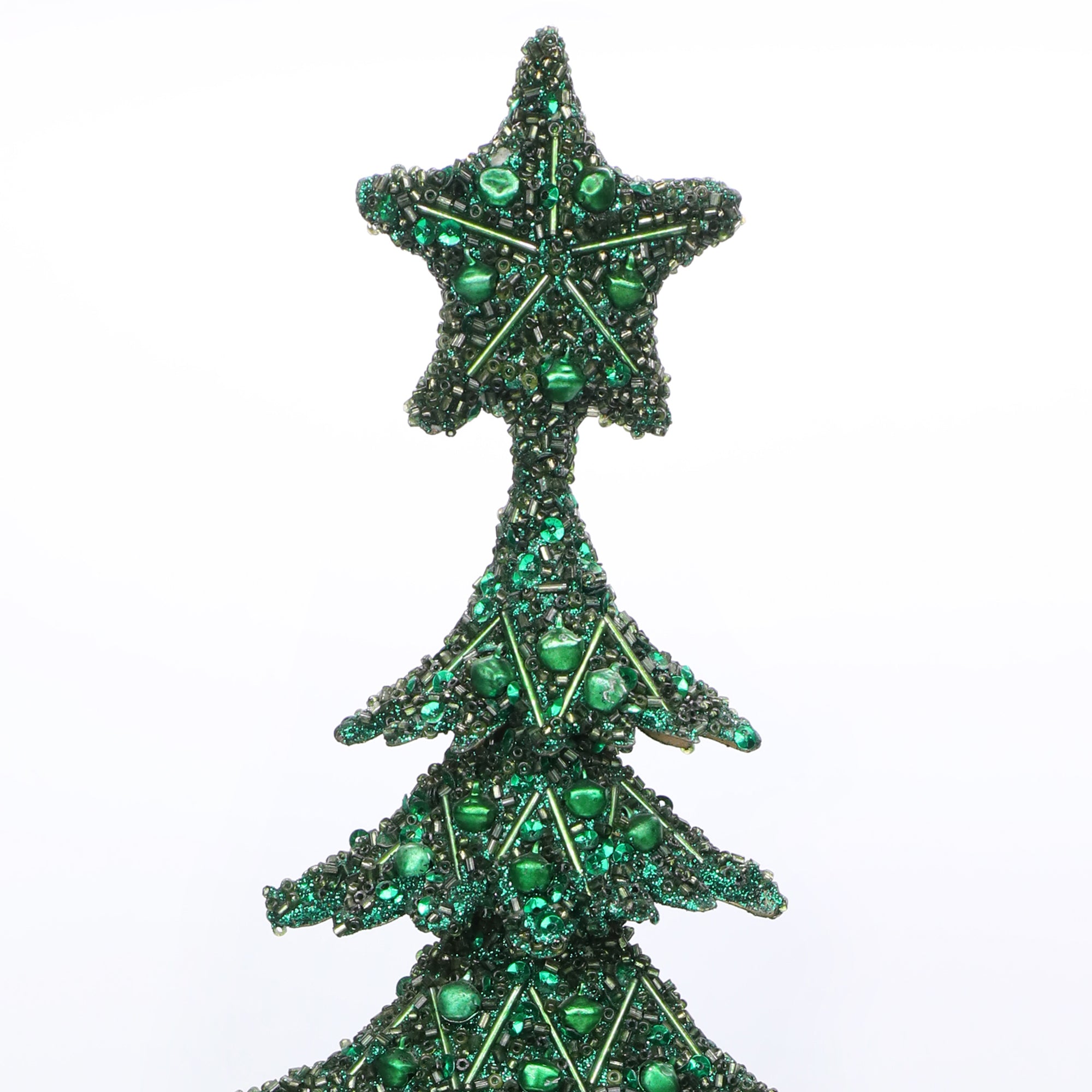 Dickens Beaded Christmas Tree / Green / 10"x19.2" / Set of 1 - trunkin.in